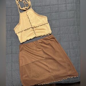 Nasty Gal Tan and Brown Skirt Set